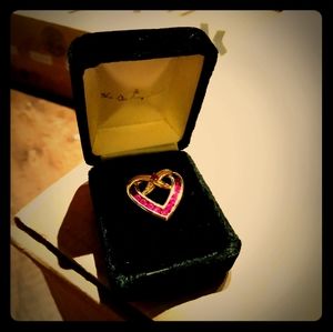 Danbury Mint Ruby Pin / Brooch, 24kt Gold Plated